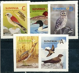 Словения, Птицы-1, 2014, 5 самоклеек